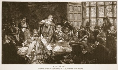 Puritanos, ilustração de "A Igreja da Inglaterra: uma história para o povo" por HDM Spence-Jones, pub. c.1910 (foto sépia) de Edgar Bundy