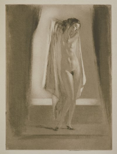 Uma mulher a sair de um banho, ilustração para "Mitsou" de Sidonie-Gabrielle Colette (1873-1954) publicada em 1930 (gravura e ponto seco) de Edgar Chahine