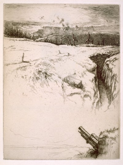 Norte da França: trincheiras abandonadas após a Primeira Guerra Mundial (gravura) de Edgar Chahine