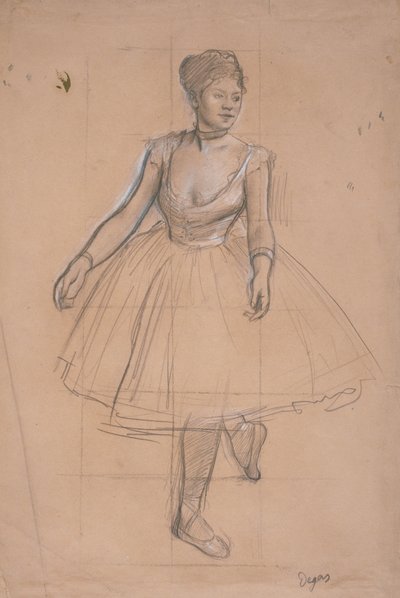 Um bailarino em posição de frente para três quartos da frente, c.1872-73 de Edgar Degas