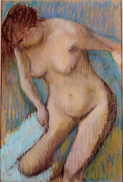 Depois de dar banho à mulher nua a limpar-lhe a coxa direita. Pintura em pastel de Edgar Degas (1834-1917) 1866 Sol. 72x49 cm Roma, Galleria d