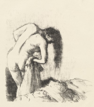 Após o Banho Sair do Banho Prato pequeno, c. 1891. de Edgar Degas