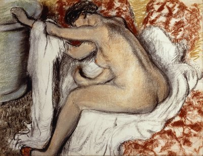 Após o banho, mulher secando; Depois do banho, mulher que limpa, c.1884 de Edgar Degas