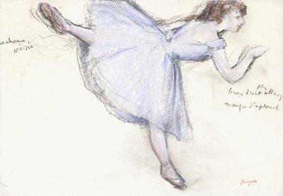 Dançarina de arabesco na vista de perfil, 1885-90 de Edgar Degas