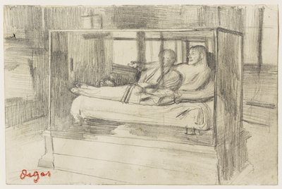 No Louvre: O sarcófago etrusco, c.1879 de Edgar Degas