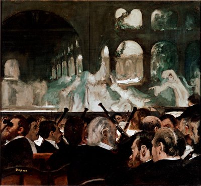 No ballet Robert le Diable" de Meyerbeer" Ballet composto por Jakob (Giacomo) Liebmann Meyerbeer (1791-1864) e Eugene Scribe. Espectadores da primeira fila. Pintura de Edgar Degas (1834-1917) 1876 Sun. 75x81 cm Londres, Victoria e Albert Museum. de Edgar Degas