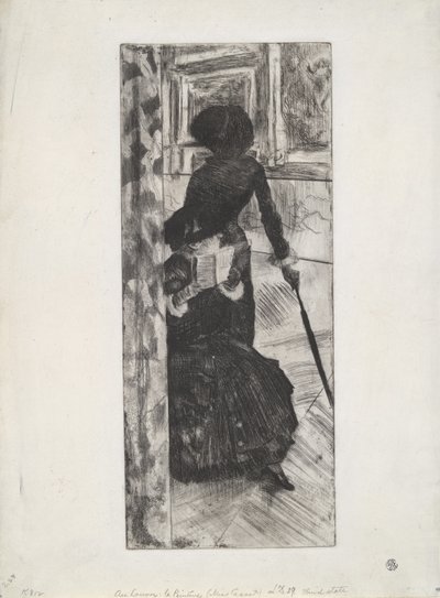 No Louvre: Pintura (Mary Cassatt), c.1879-80 (gravura e aquatinta) de Edgar Degas