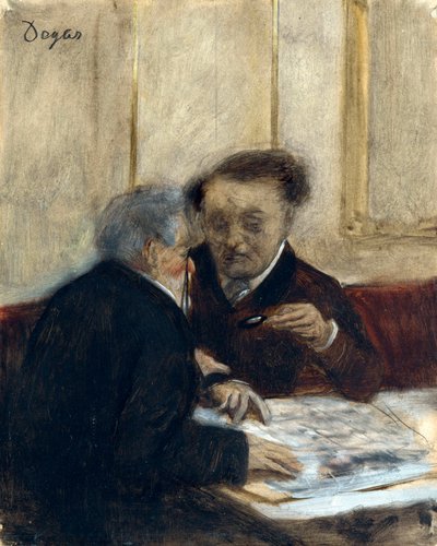""No Café Chateaudun"" Pintura de Edgar Degas (1834-1917) por volta de 1870 Dim 23,7x19 cm Galeria Nacional de Londres de Edgar Degas