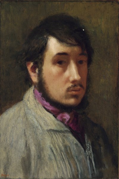 Auto-retrato - Pintura de Edgar Degas (1834-1917), óleo sobre papel, cerca de 1858, 47x32 cm - (Auto-Retrato, Óleo sobre papel de Edgar Degas) - Coleção Particular de Edgar Degas