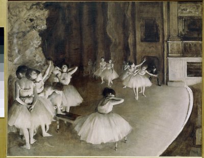 Ensaio de ballet no palco (óleo sobre tela de Edgar Degas