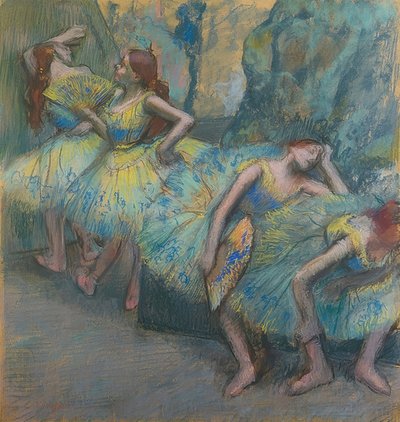 Dançarinos de balé no palco. Por volta de 1890-1900 de Edgar Degas