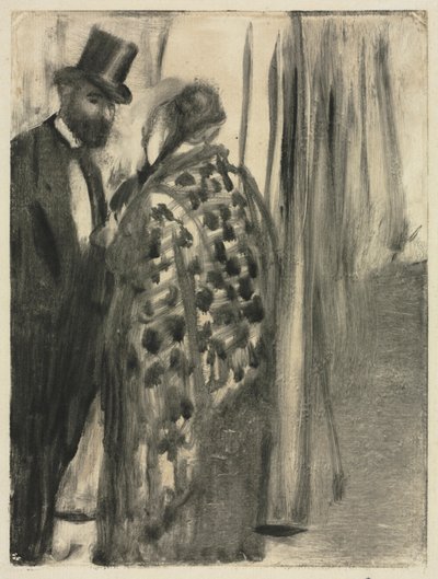 Conversação: Ludovic Halévy e Madame Cardinal (A conversa) para "La Famille Cardinal" de Ludovic Halévy, c.1880-83 (monotipia) de Edgar Degas