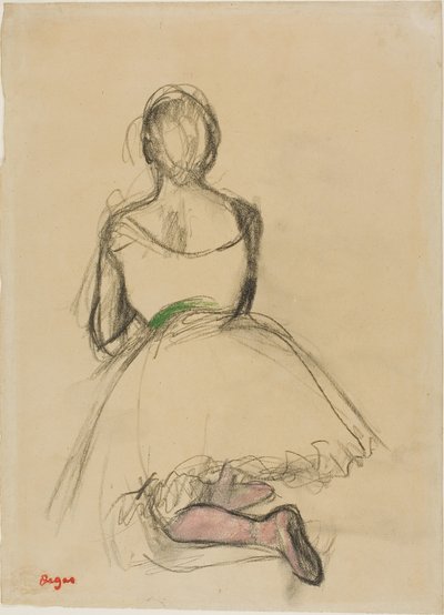 Dançarino ajoelhado, visto de trás de Edgar Degas