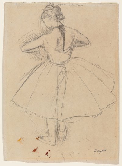 Dançarino em pé, vista traseira; Dançarino em pé, vista traseira, 1872-1873 de Edgar Degas