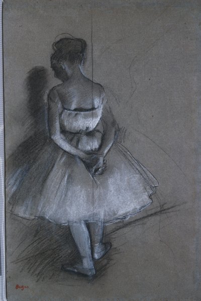 Dançarina em pé com as mãos cruzadas atrás das costas, 1874 de Edgar Degas
