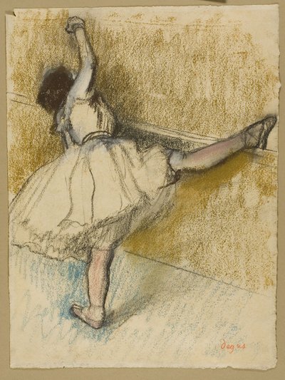 Bailarina a fazer alongamentos no bar de Edgar Degas
