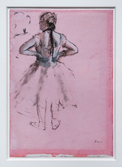 Dançarina, vista traseira, mãos nos quadris. Por volta de 1873. Pintura a óleo, sobre papel. de Edgar Degas