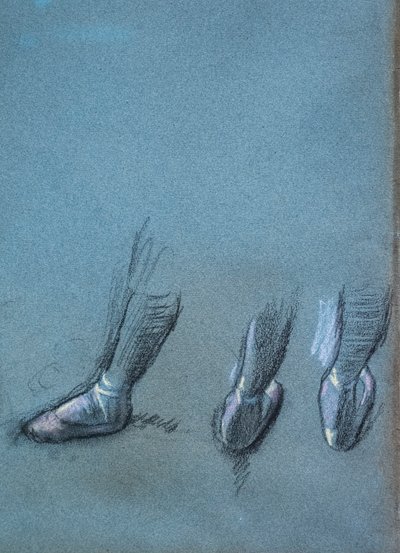 Dançarino de costas e estudos de três pés (detalhe). Por volta de 1878. Carvão vegetal e pastel sobre papel. de Edgar Degas