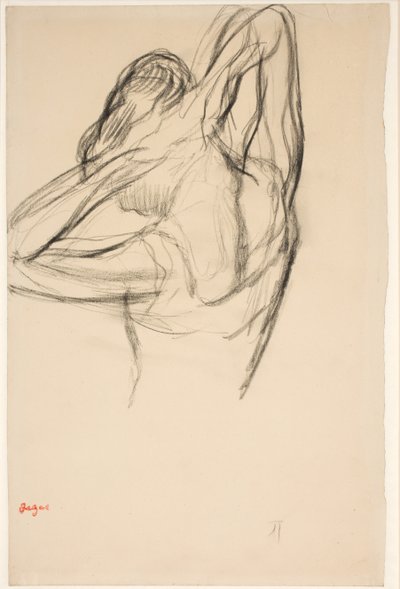 Bailarina, meio corpo, braços cruzados atrás da cabeça, c.1890 (lápis sobre papel) de Edgar Degas