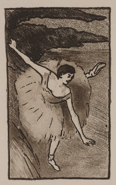 Dançarina no palco, pegando seu arco de Edgar Degas