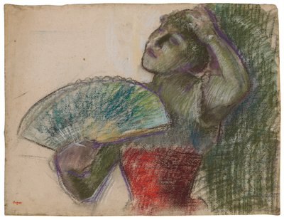 Dançarina com um fã; Danseuse al "eventail, c.1894 de Edgar Degas