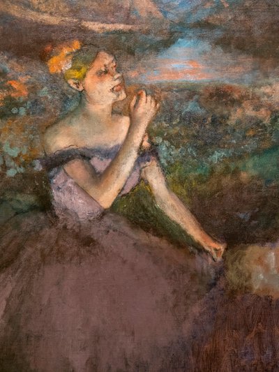 Dançarina com bouquets (detalhe). Por volta de 1895-1900. Óleo sobre tela. de Edgar Degas