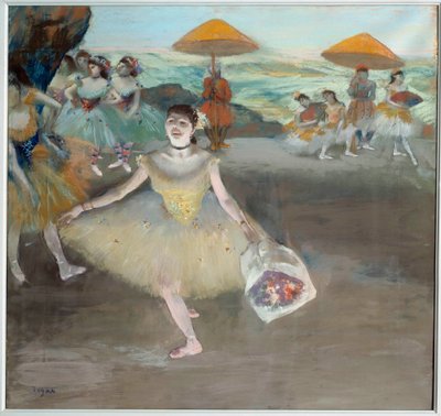 Dançarino com a saudação de buquê no palco Pintura de Edgar Degas (1834-1917). 1878. Sol 0,72x0,77 m Musee d