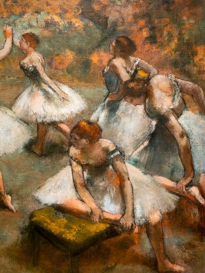 Bailarinos no palco (detalhe). Por volta de 1889-1894. Óleo sobre tela. de Edgar Degas