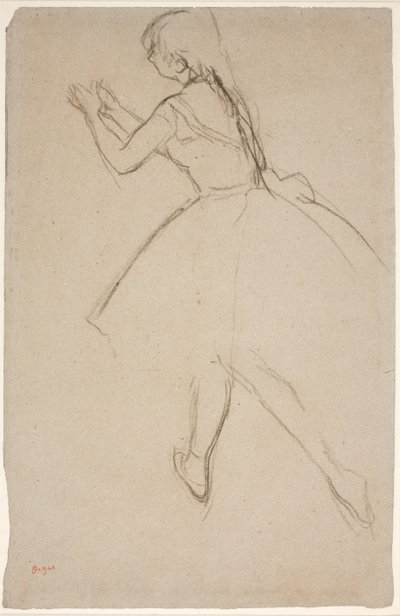 Dança em posição de caminhada com os braços estendidos de Edgar Degas