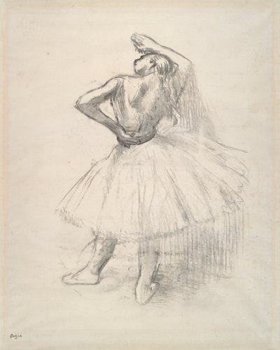 Dançarino de pé, braço direito levantado de Edgar Degas