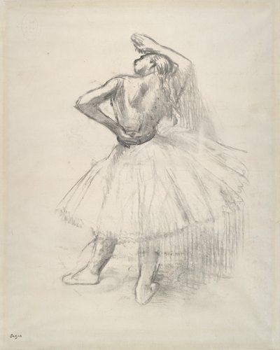 Dançarino em pé, braço direito levantado, c.1891 (contraprova de desenho em papel) de Edgar Degas