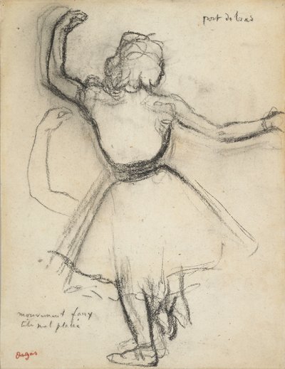 Bailarina vista de costas: Port de bras, c. 1875-85 (carvão sobre papel) de Edgar Degas