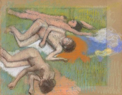 Degas - Depois de um banho, três mulheres nuas, cerca de 1890-1895 de Edgar Degas