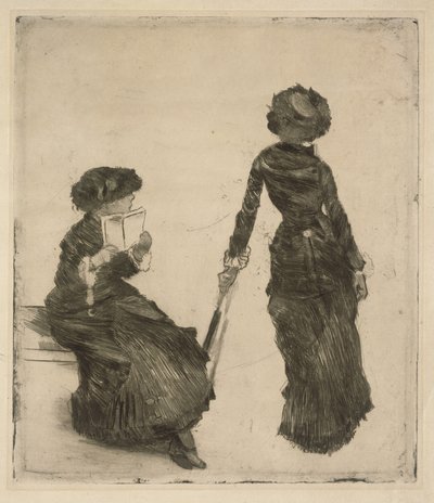 A pintora Mary Cassatt no Louvre, colecção de antiguidades de Edgar Degas