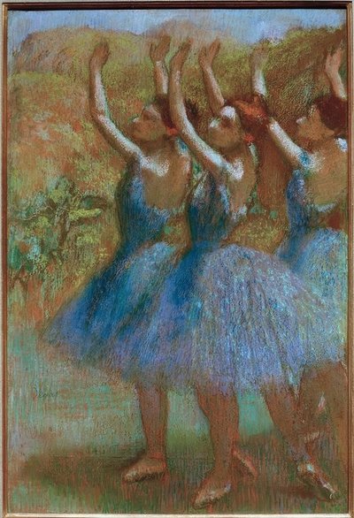 Três dançarinos em azul de Edgar Degas
