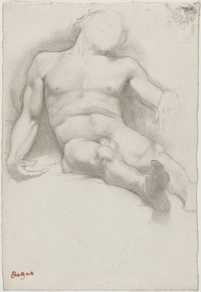 Estudo - Homem Nu Reclinado de Edgar Degas