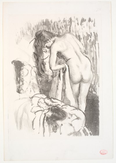 Mulher nua em pé no banheiro de Edgar Degas