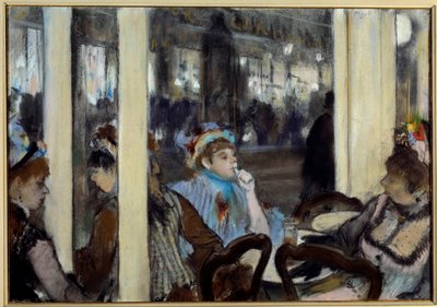 Women on a Cafe Terrace Pastel Painting by Edgar Degas (1834-1917) 1877 Sun. 0.54x0.71 m Paris, musee d