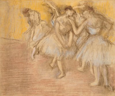 Cinco dançarinos no palco, c.1906-08 de Edgar Degas