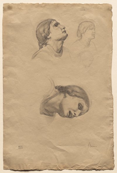 Quatro estudos da cabeça de uma jovem italiana, 1856. de Edgar Degas