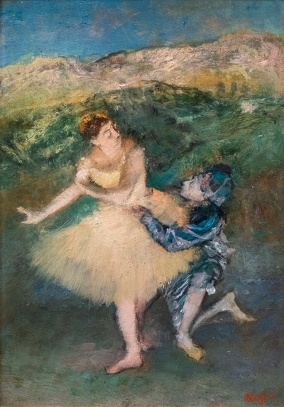 Arlequim e Colombine. Por volta de 1895. Óleo sobre madeira. de Edgar Degas