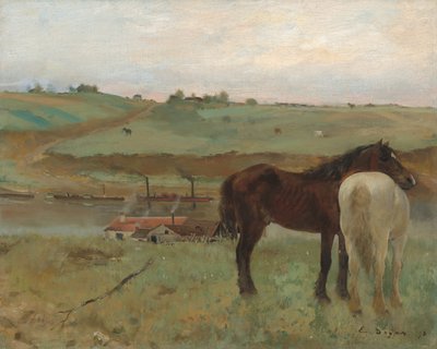 Cavalos em um prado de Edgar Degas