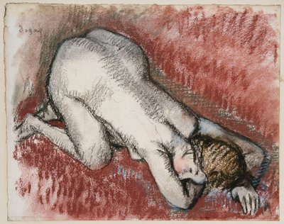 Mulher nua ajoelhada, c.1889-95 de Edgar Degas