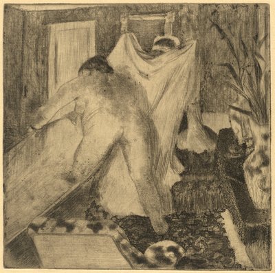 Saindo do banho La sortie du bain, c. 18791880. de Edgar Degas