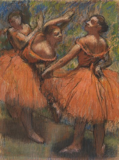 As saias vermelhas, c.1807-1901 (pastel sobre papel) de Edgar Degas