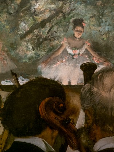 Les Musiciens (detalhe). 1872-1873, retomado por volta de 1874-1876. Óleo sobre tela. de Edgar Degas
