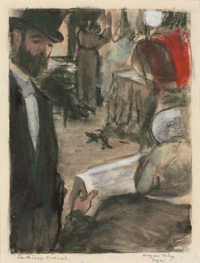 Ludovic Halevy encontrou Madame Cardinal em um salão; Ludovic Halevy encontra Madame Cardinal em uma caixa, 1876-1877 de Edgar Degas