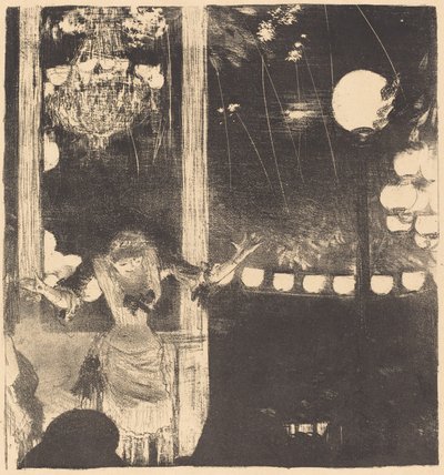 Mademoiselle Bécat no Café des Ambassadeurs Aos Embaixadores: Mlle Bécat, c. 1877. de Edgar Degas