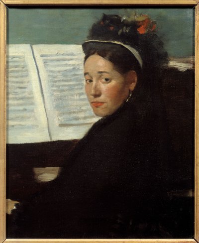 Mademoiselle Dihau (1843-1935) pianista dos concertos Column, ao piano Pintura de Edgar Degas (1834-1917) 1869 Sun. 0,45x0,32 m Paris, musee d
