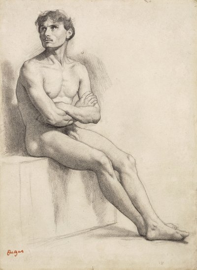 Homem sentado, Estudo nu, 1858 de Edgar Degas